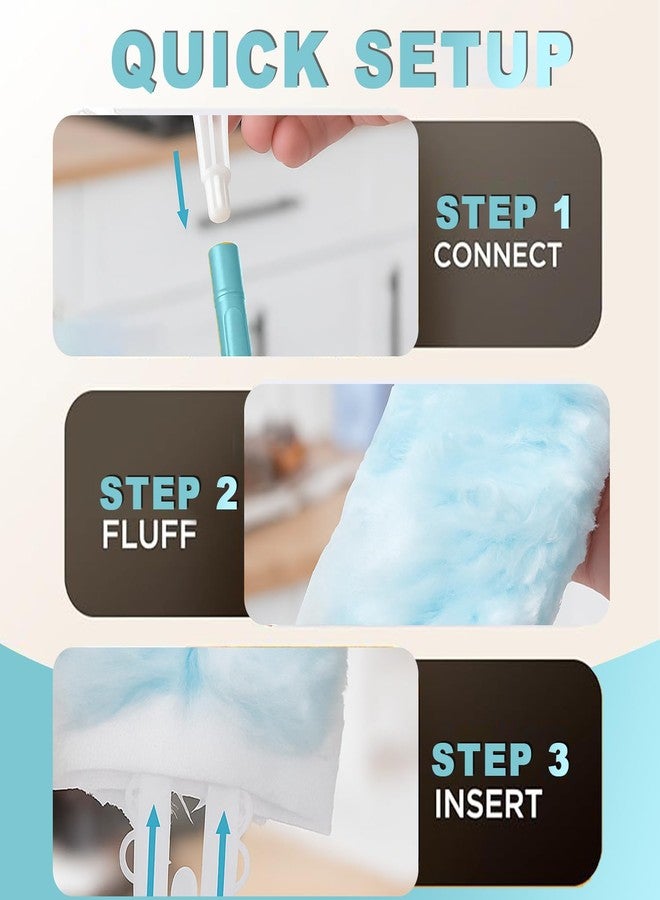 MAXOSHINE Microfiber Feather Duster for Home Cleaning with 5 Refills-Multipurpose Dusting Brush with Bendable Head Ideal for Cleaning AC Vents Car Blinds Furniture Hard-to-Reach Gaps (Blue, Short Handle) - Image 5